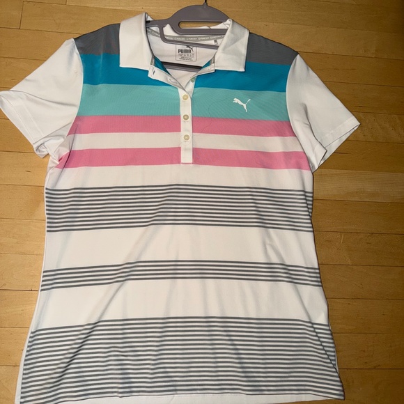 Puma Road Map pastel stripe polo, L, CB2577 - Picture 3 of 4